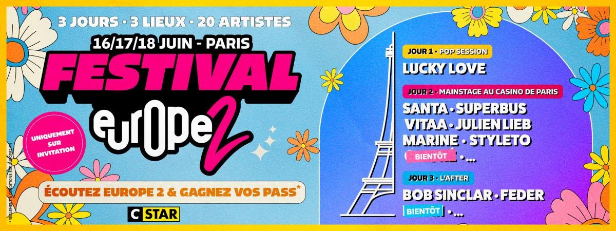 Europe 2 dévoile la première édition de son festival pop sur trois jours à Paris