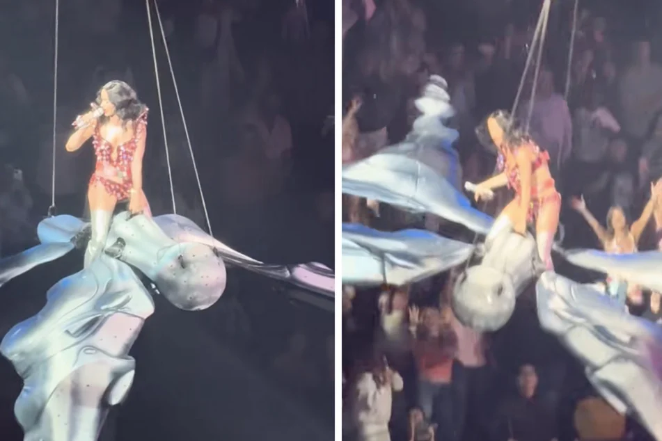 Katy Perry frôle l’accident en plein vol pendant “Roar” à San Francisco